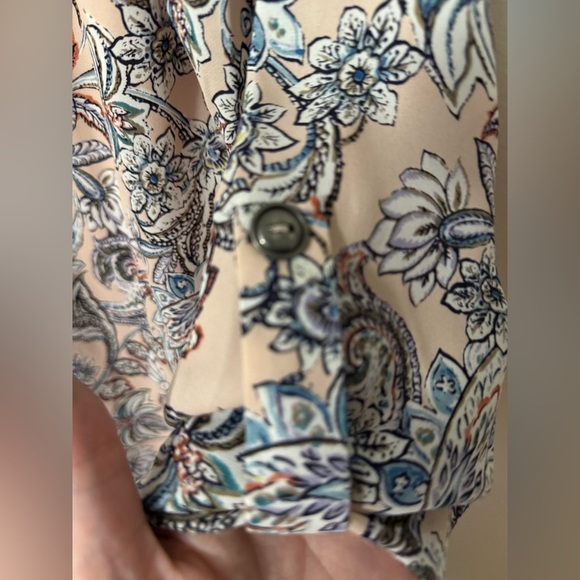 Lush Floral V-Neck Blouse - Pink and Blue - Picture 4 of 4